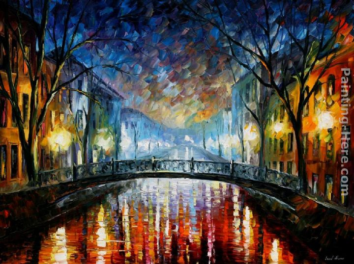 MISTY BRIDGE ST. PETERSBURG painting - Leonid Afremov MISTY BRIDGE ST. PETERSBURG art painting